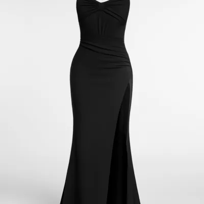Rochie de cocktail la modă, fără bretele, cu corset negru lung, pentru femei, cu o tăietură simplă