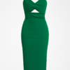 Rochie corset cu bustieră verde lungă cu răsuciri decupate