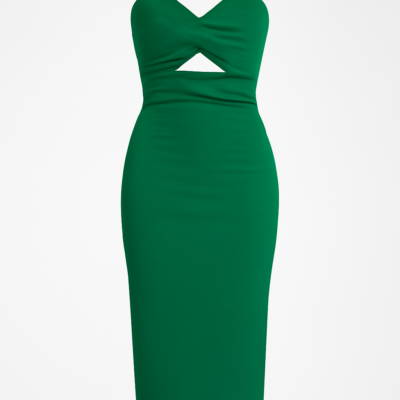 Rochie corset cu bustieră verde lungă cu răsuciri decupate