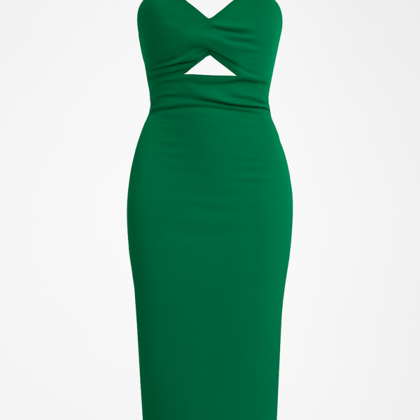 Rochie corset cu bustieră verde lungă cu răsuciri decupate